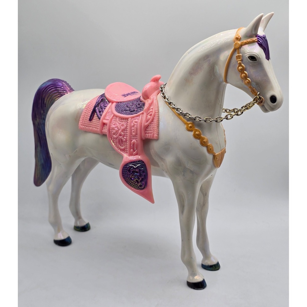 Y2K Disney On Ice Princess Model Horse Toy White Iridescent Purple Mane Saddle
